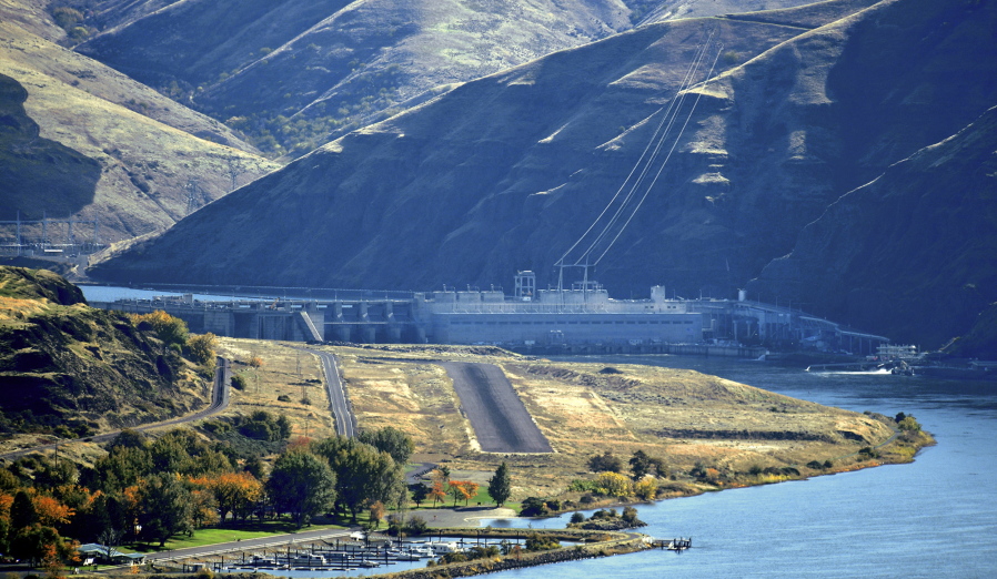 The Lower Granite Dam on the Snake River in Washington, seen Oct. 19, is one of 14 federal dams in the Columbia River Basin on which authorities are preparing a court-ordered environmental impact statement concerning dam operation and struggling salmon.