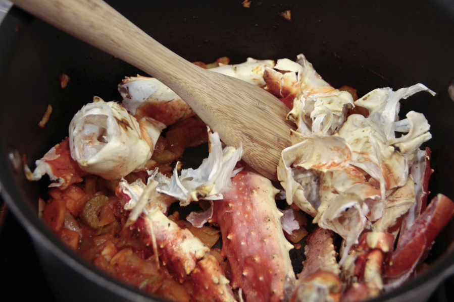Shells are prepared for making Crab Bisque. This dish is from a recipe by Melissa d&#039;Arabian.