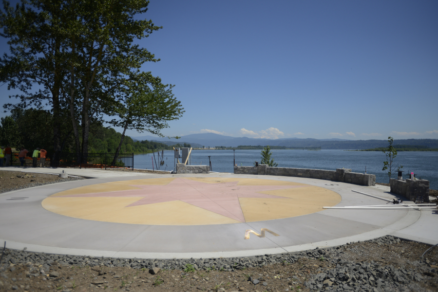 The Washougal Arts and Culture Alliance put out a new map detailing where to see 25 public works of art around the city, including the compass painted on the concrete at Washougal Waterfront Park, seen here during construction in June 2016.