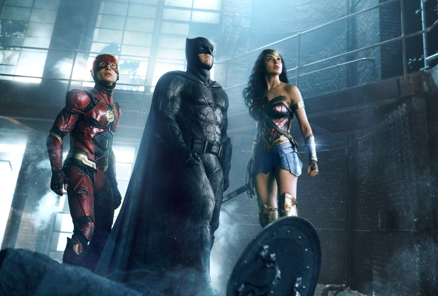 Ezra Miller as The Flash, Ben Affleck as Batman and Gal Gadot as Wonder Woman in the upcoming film &quot;Justice League.&quot; (Warner Bros.