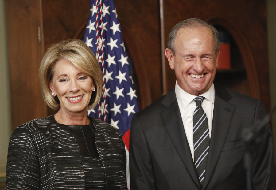 Betsy DeVos, new secretary of education, and her husband, Dick.