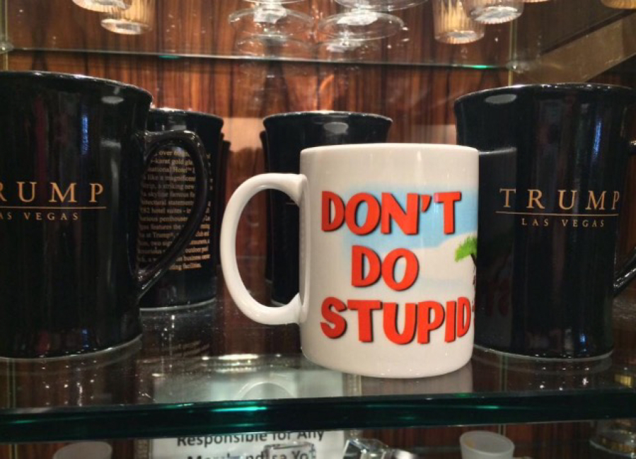Three years ago a DDSS mug mixed with Trump mugs in Vegas.