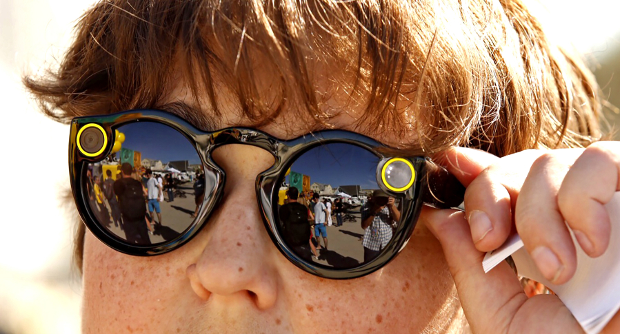 Andy Milonakis, 16, tries on Snap Spectacles on Nov. 10, the day they went on sale.