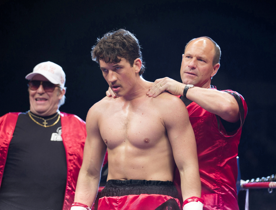Ciaran Hinds, from left, Miles Teller and Aaron Eckhart star in &quot;Bleed for This.&quot; (Seacia Pavao/Open Road Films)