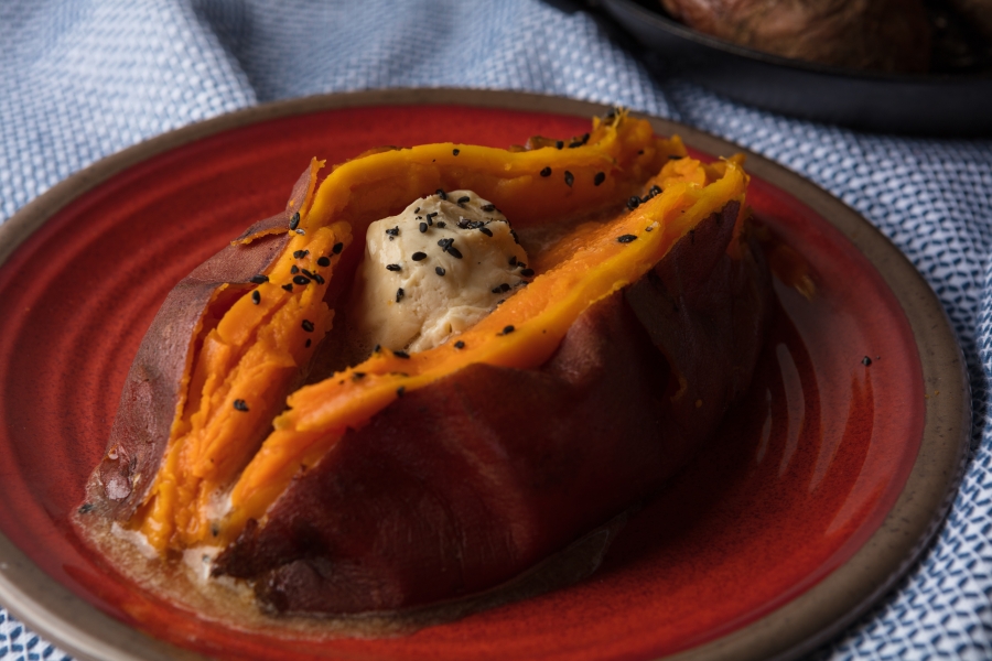 Baked Sweet Potatoes With Yuzu Butter (Photos by Goran Kosanovic for The Washington Post)