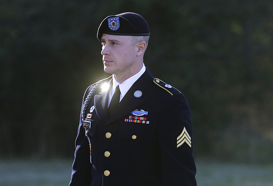 Army Sgt. Bowe Bergdahl arrives for a pretrial hearing at Fort Bragg, N.C., on Jan. 12, 2016. Bergdahl is scheduled for trial in April. He is accused of endangering the lives of soldiers who searched for him after he walked off his post in Afghanistan in 2009.