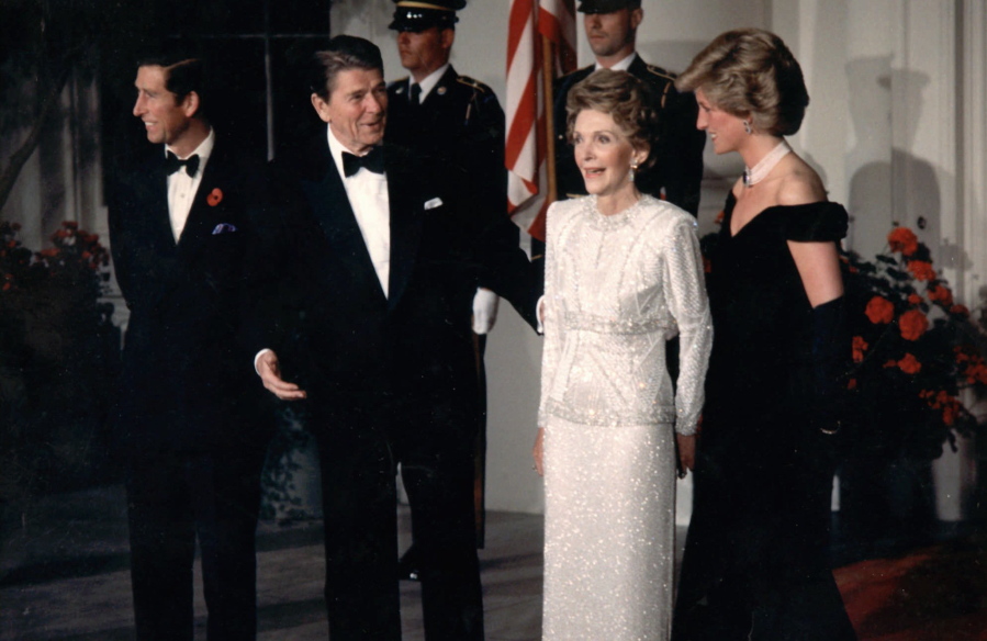 Diana, left, speaks with U.S President Ronald Reagan and his wife, Nancy, during a visit to the White House in Washington in 1985.