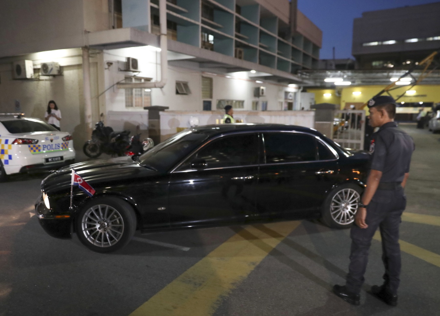 North Korean Ambassador to Malaysia Kang Chol&#039;s car leaves the forensic department at a hospital in Kuala Lumpur, Malaysia, Wednesday, Feb. 15, 2017. News of the apparent assassination of North Korean leader Kim Jong Un&#039;s half brother rippled across Asia on Wednesday as Malaysian investigators scoured airport surveillance video for clues about two female suspects and rival South Korea offered up a single, shaky motive: paranoia.