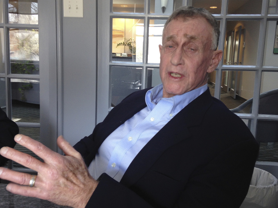 Michael Peterson speaks to a reporter Thursday, Feb. 22, 2017, in Martha Waggoner, N.C. Peterson says he&#039;s agreed to accept an Alford plea in the 2001 death of his wife Kathleen, whose body was found at the bottom of a staircase. That means he agrees the prosecution has the evidence to convict him though he still maintains his innocence.