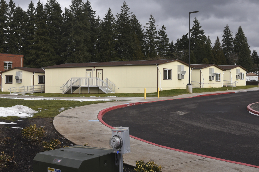 To deal with crowding, all Ridgefield schools have modular classrooms, such as these at View Ridge Middle School. Passage of Tuesday&#039;s bond measure will allow the district to deal with crowding by moving students from View Ridge to a new fifth-through-eighth-grade campus.