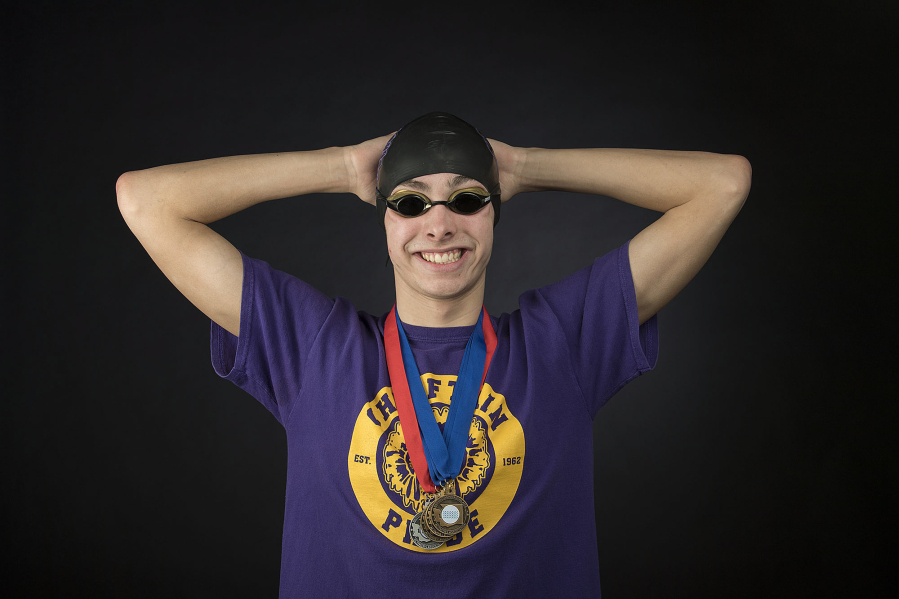 Columbia River swimmer Josh Bottelberghe, who is our all-region boys swimmer of the year, is pictured in The Columbian&#039;s photo studio Monday afternoon, Feb. 27, 2017.