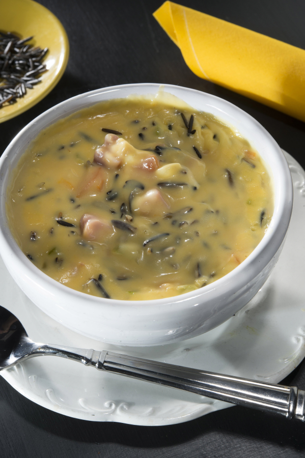 Eating for Life&#039;s Wild Rice and Ham Soup uses nutritious wild rice and low-fat dairy.