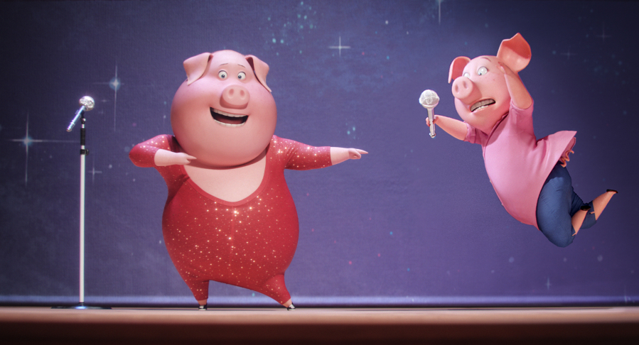 Gunter, voiced by Nick Kroll, left, and Rosita, voiced by Reese Witherspoon, in a scene from, &quot;Sing.&quot; (Illumination Entertainment/Universal Pictures)