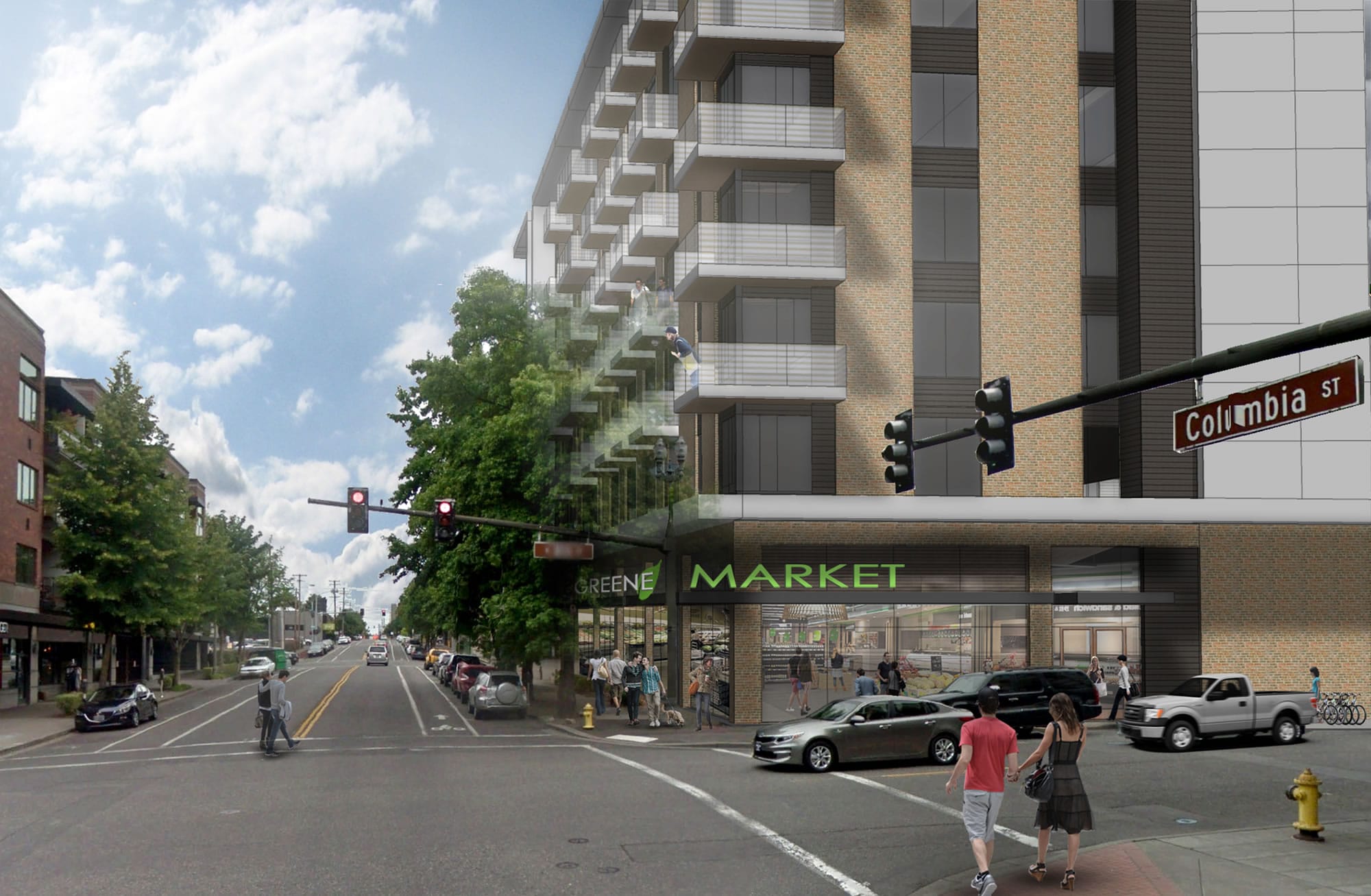 Gramor’s proposal for Block 10 in Vancouver would include a 250-unit apartment building with ground-floor retail — including a grocery store — as well as underground and above-ground parking.