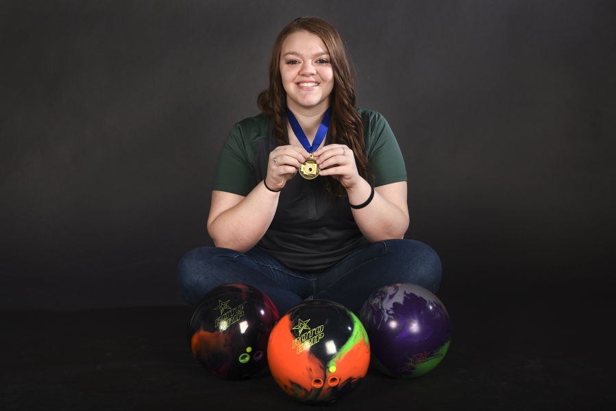 Evergreen High School sophomore Kerissa Andersen, the girl?s all-region bowler, is pictured at The Columbian, Wednesday March 8, 2017.