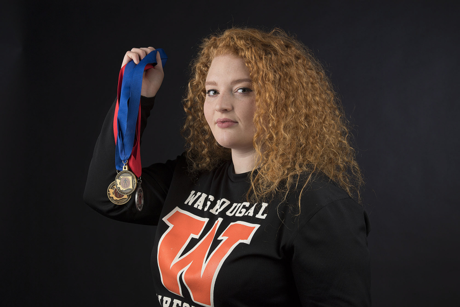 Washougal&#039;s Abby Lees, the all-region girls wrestler of the year, is pictured in The Columbian&#039;s photo studio Friday afternoon, Feb. 24, 2017.