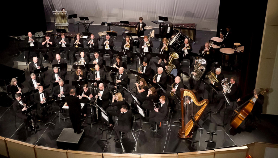 A bird&#039;s-eye view of the Southwest Washington Wind Symphony: few strings and percussives, a whole lot of wind.