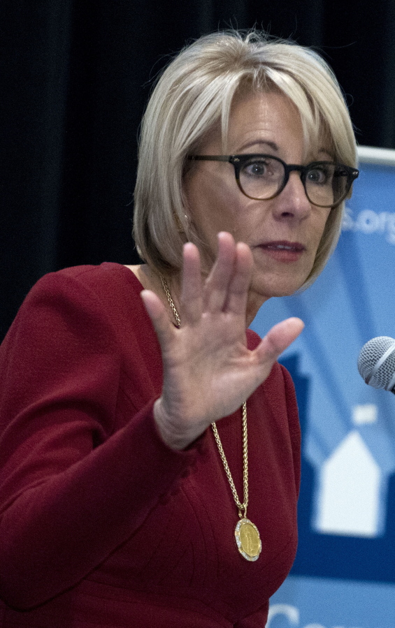 Education Secretary Betsy DeVos speaks Monday at the Council of the Great City Schools Annual Legislative/Policy Conference in Washington.