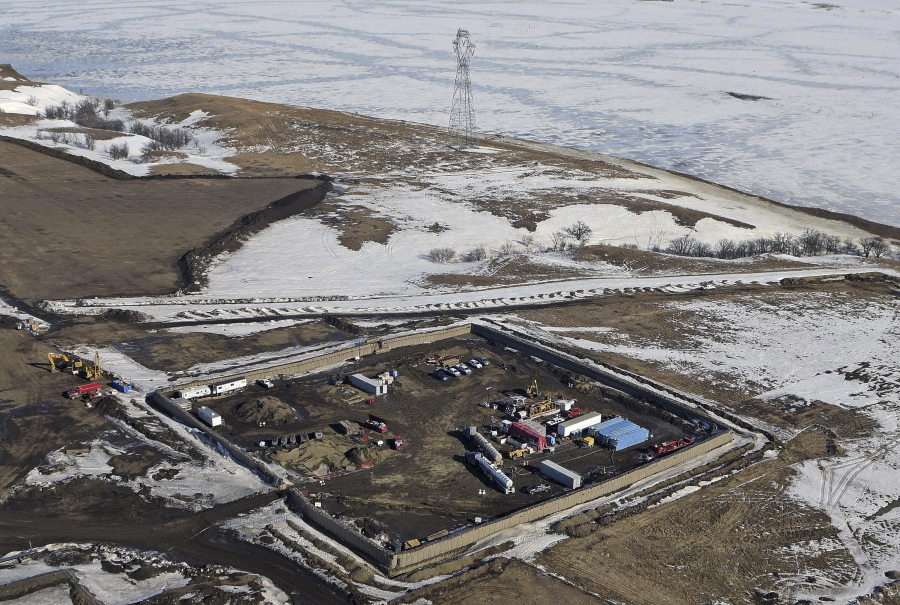 The site where the final phase of the Dakota Access pipeline will take place with boring equipment routing the pipeline underground and across Lake Oahe to connect with the existing pipeline in Emmons County near Cannon Ball, N.D.