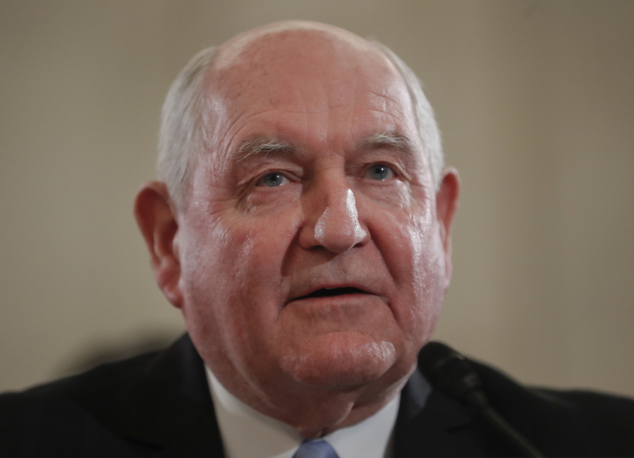 Agriculture Secretary-designate, former Georgia Gov. Sonny Perdue testifies on Capitol Hill in Washington on Thursday at his confirmation hearing before the Senate Agriculture, Nutrition and Forestry Committee.