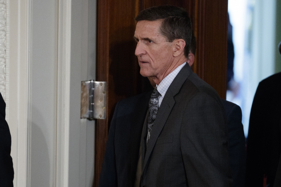 Mike Flynn arrives for a news conference in the East Room of the White House in Washington, Feb. 13, 2017. Flynn, President Donald Trump???s former national security adviser, who was fired from the White House last month, has registered as a foreign agent with the Justice Department for work that may have aided the Turkish government in exchange for $530,000.