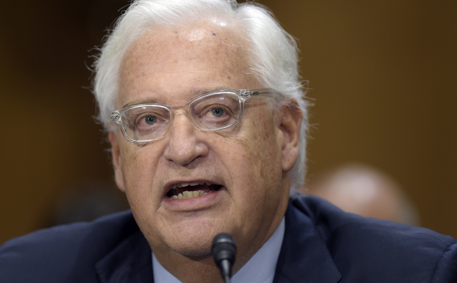 U.S. Ambassador Israel-designate David Friedman testifies on Capitol Hill in Washington at his confirmation hearing before the Senate Foreign Relations Committee. The committee narrowly approved Friedman&#039;s nomination, Thursday, March 9, 2017.