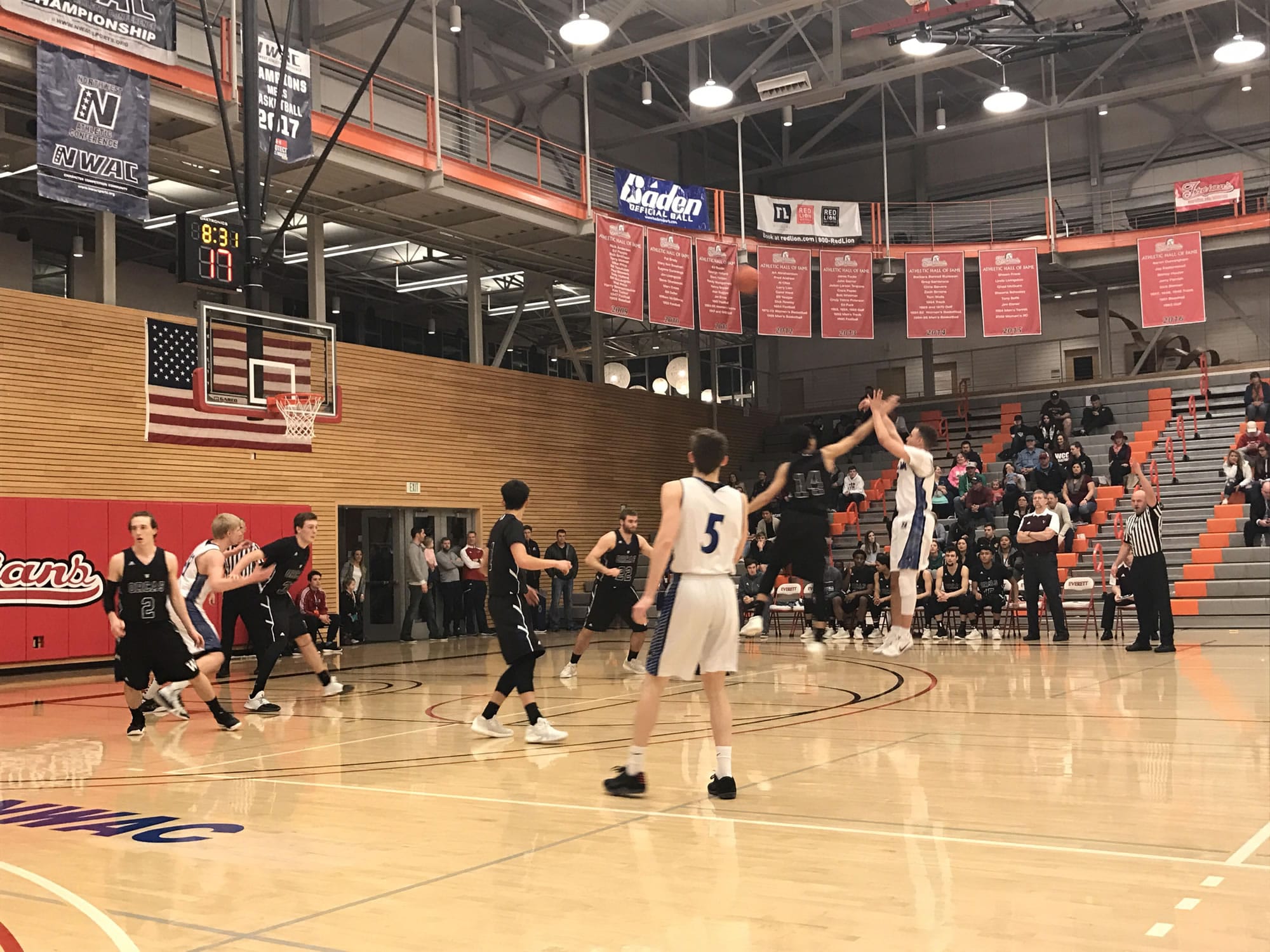Clark's Ty Cleland fires up a 3-pointer -- which he made -- during the first half of Clark's Sweet 16 game against Whatcom in the NWAC Men's Basketball Championships Thursday at Everett Community College. Cleland had a season-best 24 points, but Clark fell to Whatcom in overtime, 84-78.
