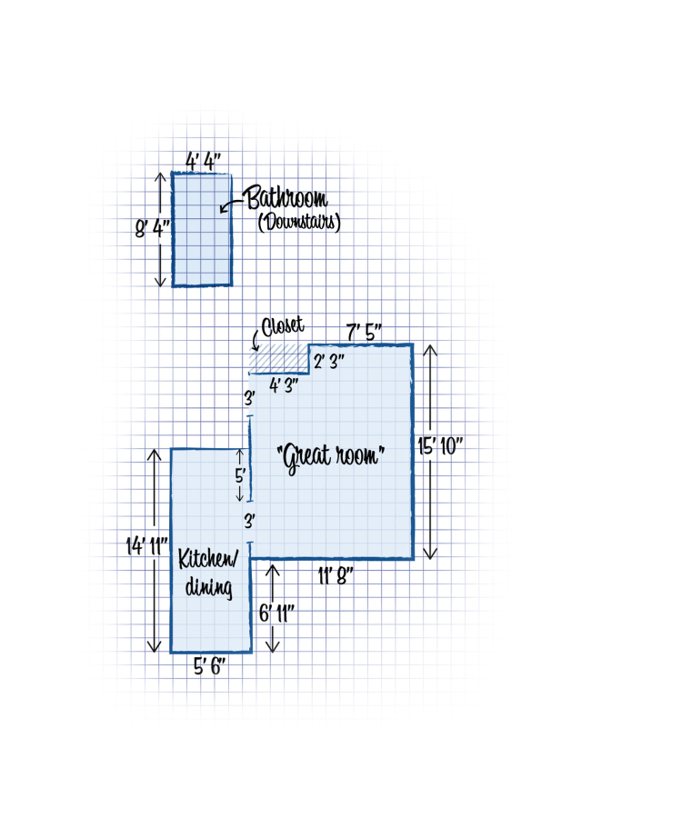 In measuring to show the layout of my studio apartment, I discovered that it&#039;s actually 300 square feet -- 50 square feet smaller than I had been telling people it was.
