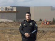 La Center Police Chief Marc Denney in front of the Ilani Casino Resort in Ridgefield on Friday.