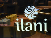 A roulette table is pictured with the ilani casino logo during the casino's grand opening.