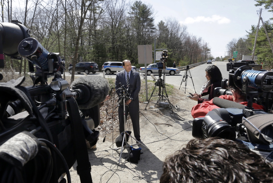 Massachusetts State Sen. Jamie Eldridge, of Middlesex &amp; Worcester Districts, speaks to media at the entrance of the Souza-Baranowski Correctional Center, on Wednesday in Shirley, Mass. Eldridge spoke about state prison suicide rates in the wake of the news that former NFL star Aaron Hernandez hanged himself in his prison cell.