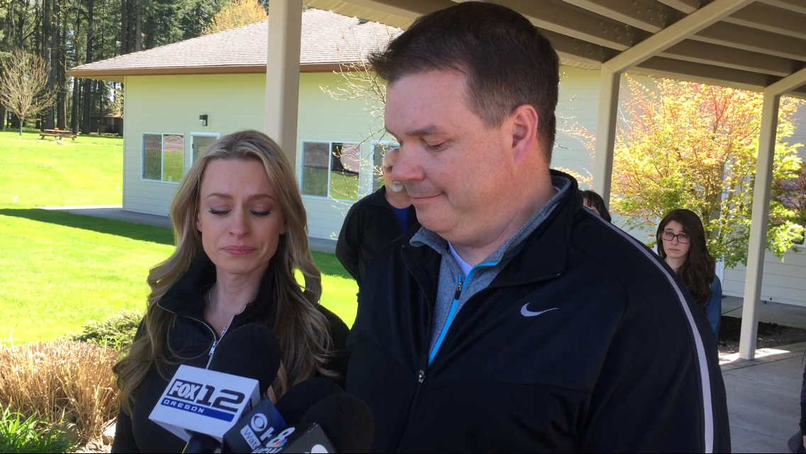 Michelle and Matt Burbank, the parents of missing Camas teen Cole Burbank, plead for him to come home during a press conference Friday afternoon outside Grace Foursquare Church in Camas.