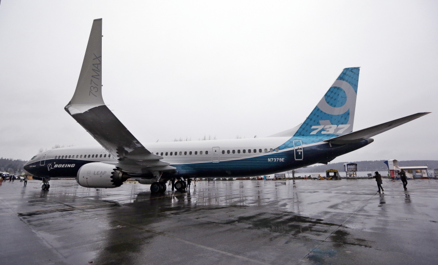 The first of the large Boeing 737 MAX 9 models, Boeing&#039;s newest commercial airplane, sits outside its production plant in Renton.