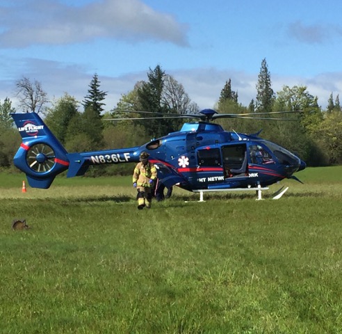 A construction worker who reportedly fell at a job site in Ridgefield on Friday morning was flown via LifeFlight to the trauma center at PeaceHealth Southwest Medical Center.