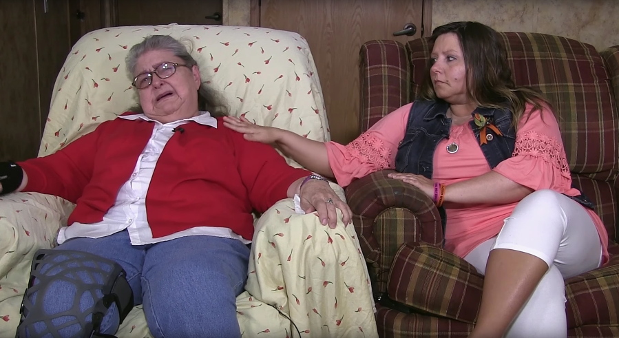 In this image from video released Friday, April 21, 2017, by the Ohio Attorney General&#039;s Office, Geneva Rhoden, left, and Teresa Grebing plead for information that could help solve the massacre of eight of their family members a year ago. On April 22, 2016, the bodies of seven adults and a teenage boy from the Rhoden family were found shot to death at four homes near Piketon, about 70 miles south of Columbus, Ohio.