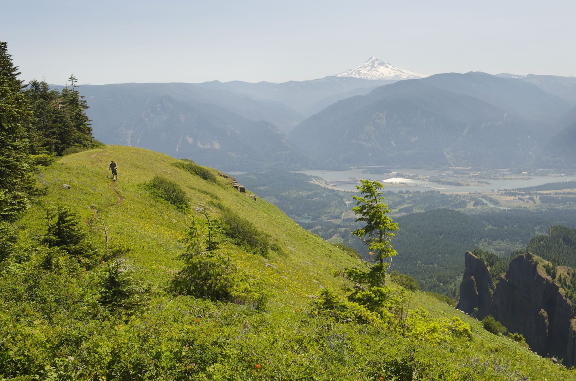 Hikers who make the steep climb to the summit of Table Mountain are rewarded with a grand view of the Columbia River Gorge.