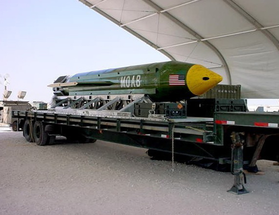 This photo provided by Eglin Air Force Base shows the GBU-43/B Massive Ordnance Air Blast bomb.