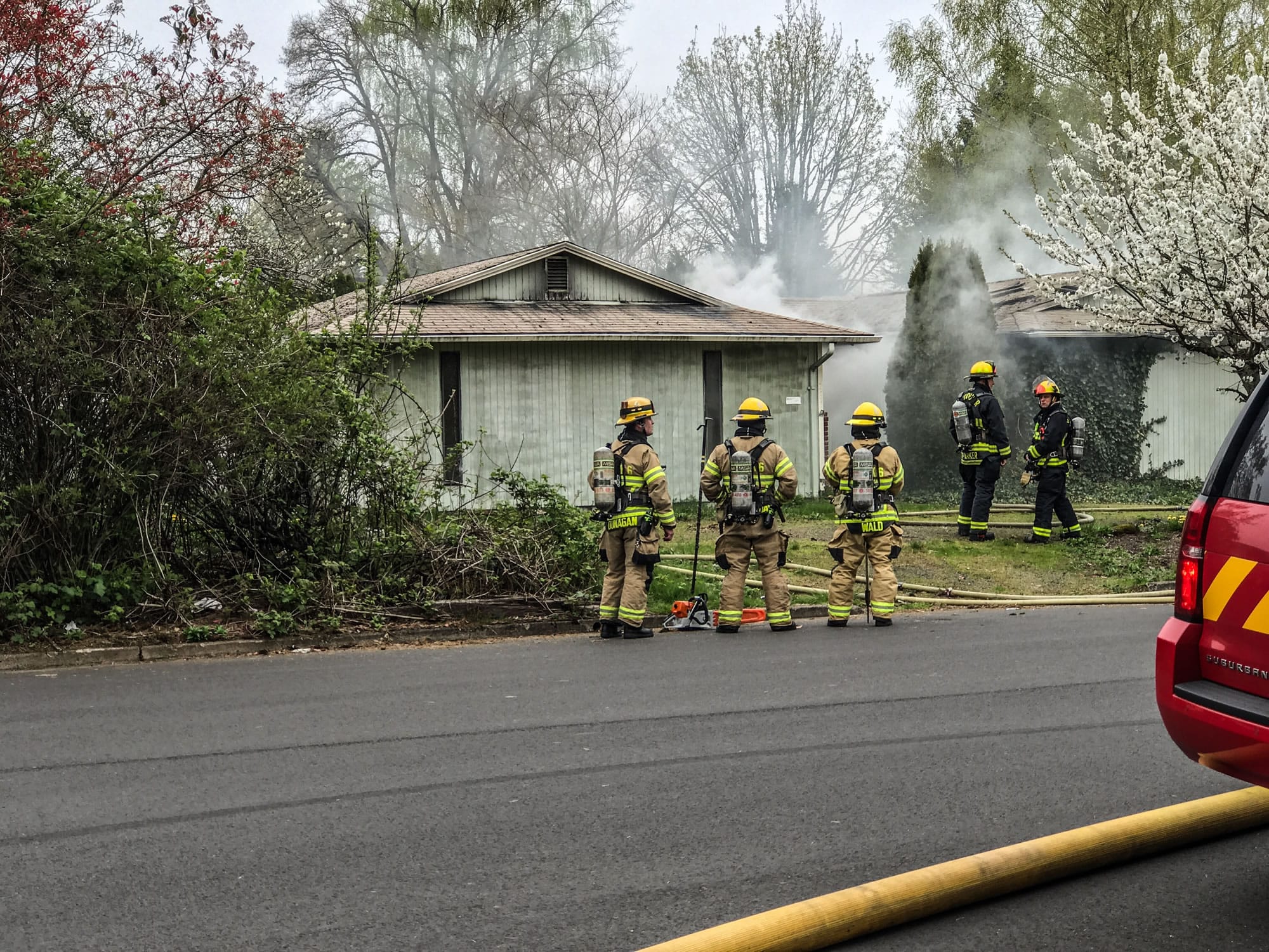 Crews put out a blaze at an apparently abandoned house in Vancouver's Truman neighborhood this afternoon.