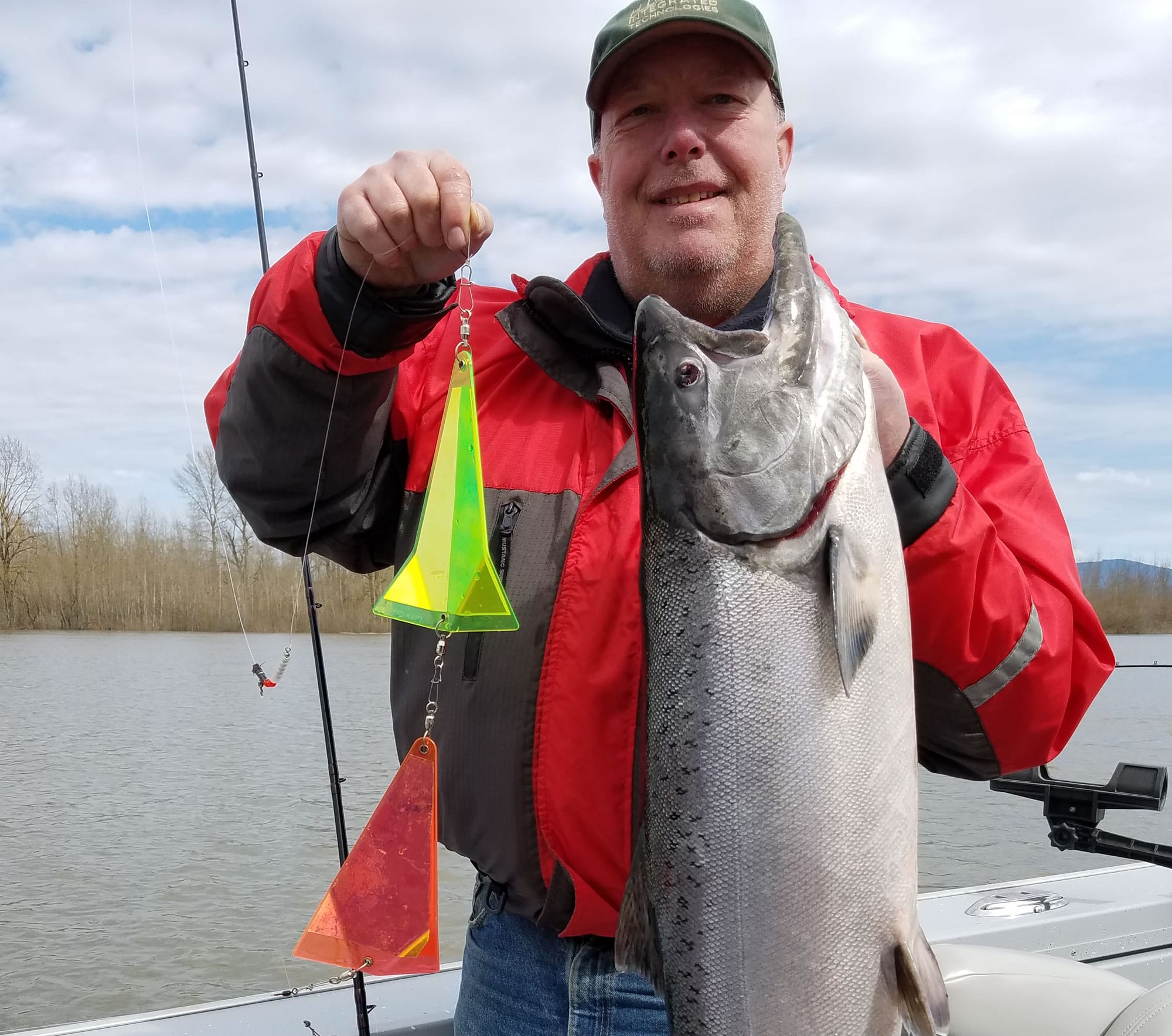 Scott Dunbar of Vancouver with a spring chinook caught on a cut-plug herring trolled 36 inches behind a double Fish Flash.