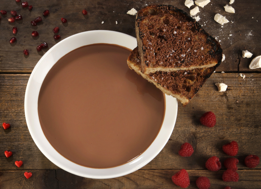 Chocolate soup -- imagine the chocolate milk of your happy childhood crossed with a bowl of melted ganache and you get the idea.