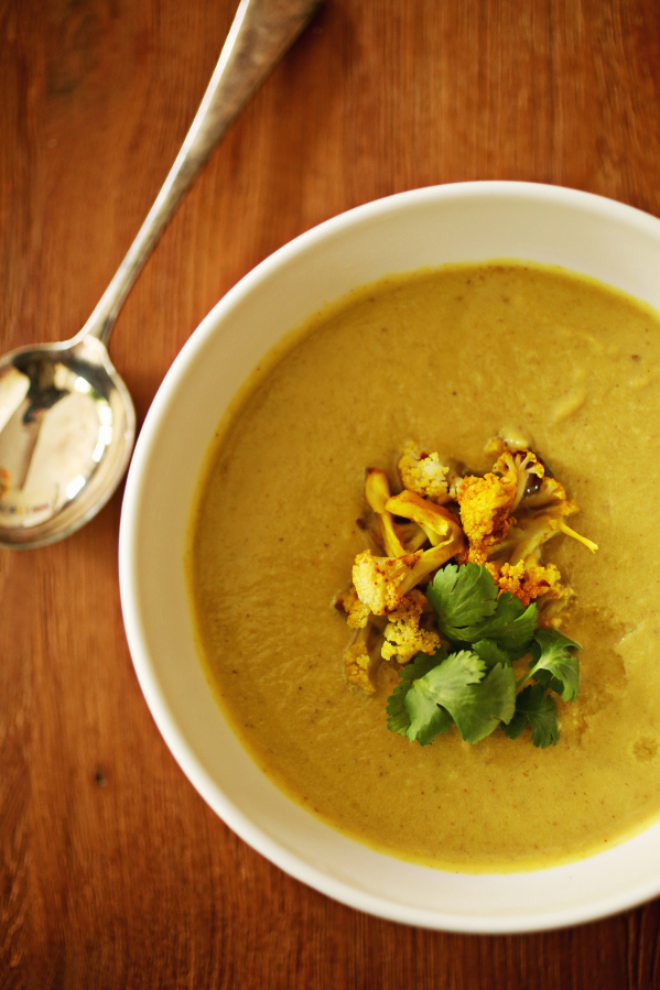 Turmeric, cumin and coconut milk are added for an Indian flair in this Cauliflower Soup with Coconut and Turmeric.