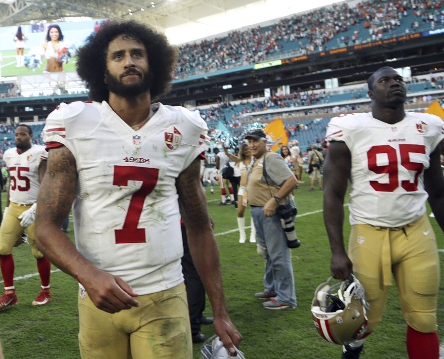 Former San Francisco 49ers quarterback Colin Kaepernick (7) is being discussed as a possible backup for the Seattle Seahawks.