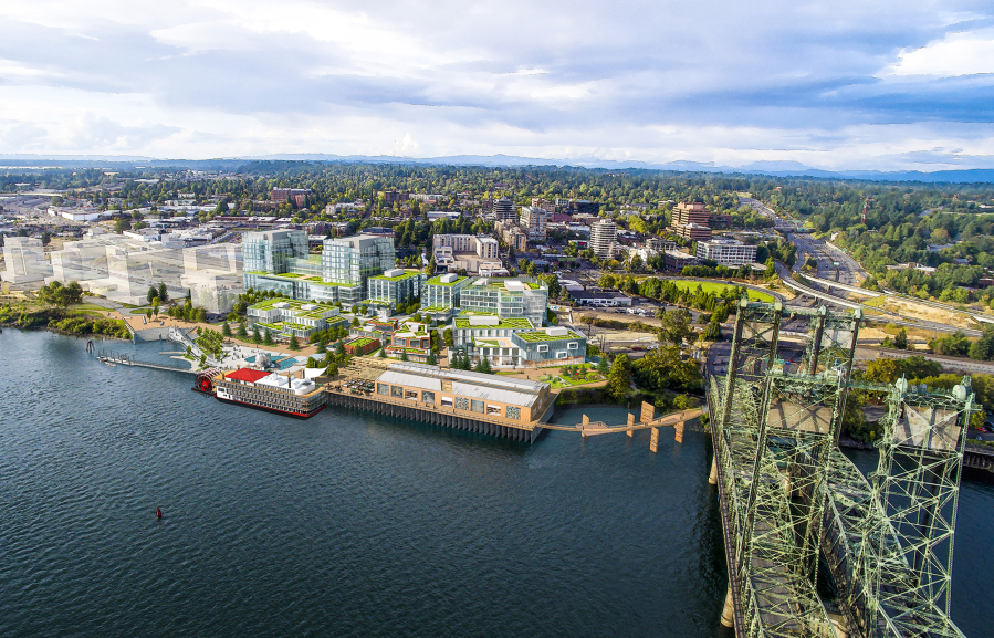 Renderings of Terminal 1 show Port of Vancouver’s master plan to build residential, retail and commercial space next to the Columbia River.