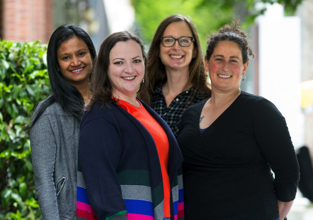 Seattle Female Founders Alliance members, from left, Mitika Gupta, founder Leslie Feinzaig, Laura Malcolm and Katharine Geramita.