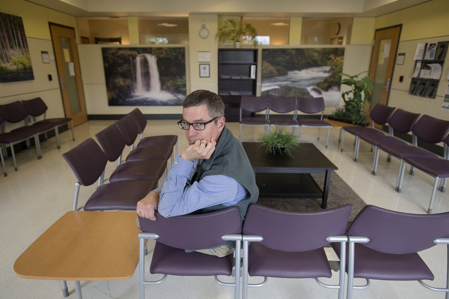 The waiting room at Community Services Northwest, a social services nonprofit, is surprisingly expensive real estate says John “Bunk” Moren, its executive director.