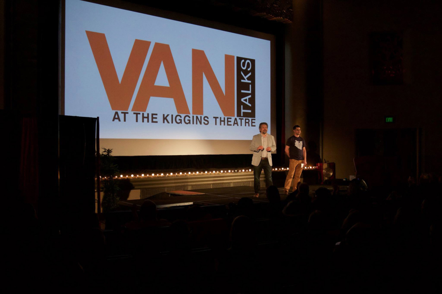 Organizers Kevin Hiebert, left, and Steve Valenta at 2016's inaugural VANtalks event.