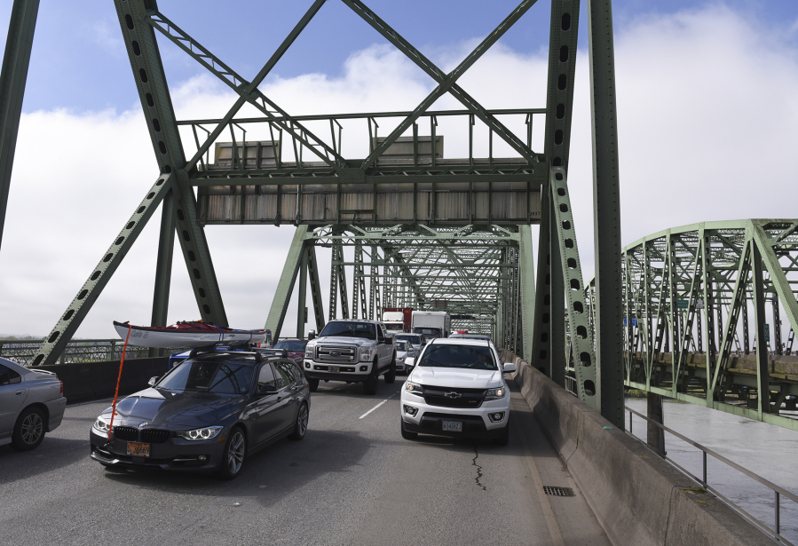 Traffic sits at a standstill on the Interstate 5 Bridge while driving north in Vancouver on Wednesday morning. Data collected by the Southwest Washington Regional Transportation Council show congestion on the major highways in Vancouver is a growing problem.
