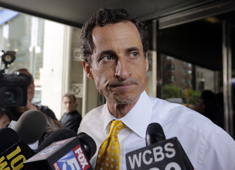 Former Democratic U.S. Rep. Anthony Weiner leaves his apartment building in New York on July 24, 2013. Weiner pleaded guilty Friday to criminal charges in connection with his online communications with a 15-year-old girl.