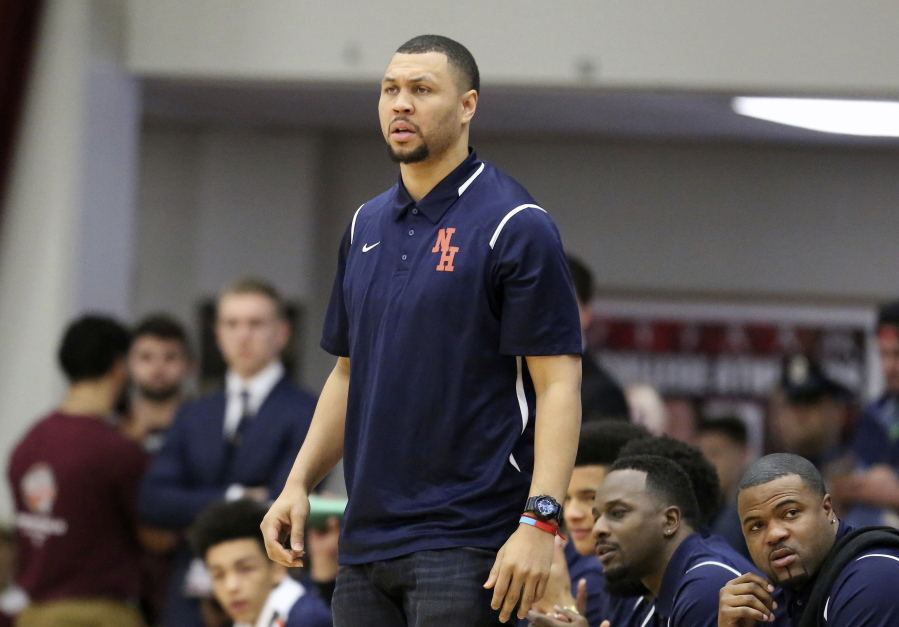 Nathan Hale&#039;s head coach Brandon Roy is seen Jan. 16 on the sidelines against Oak Hill Academy during a high school basketball game at the 2017 Hoophall Classic, in Springfield, Mass. Authorities say former NBA player Brandon Roy was shot while attending a party in Southern California over the weekend. Los Angeles County sheriff&#039;s Lt. Joseph Williams said Wednesday that Roy was one of four people shot in Compton on Saturday.