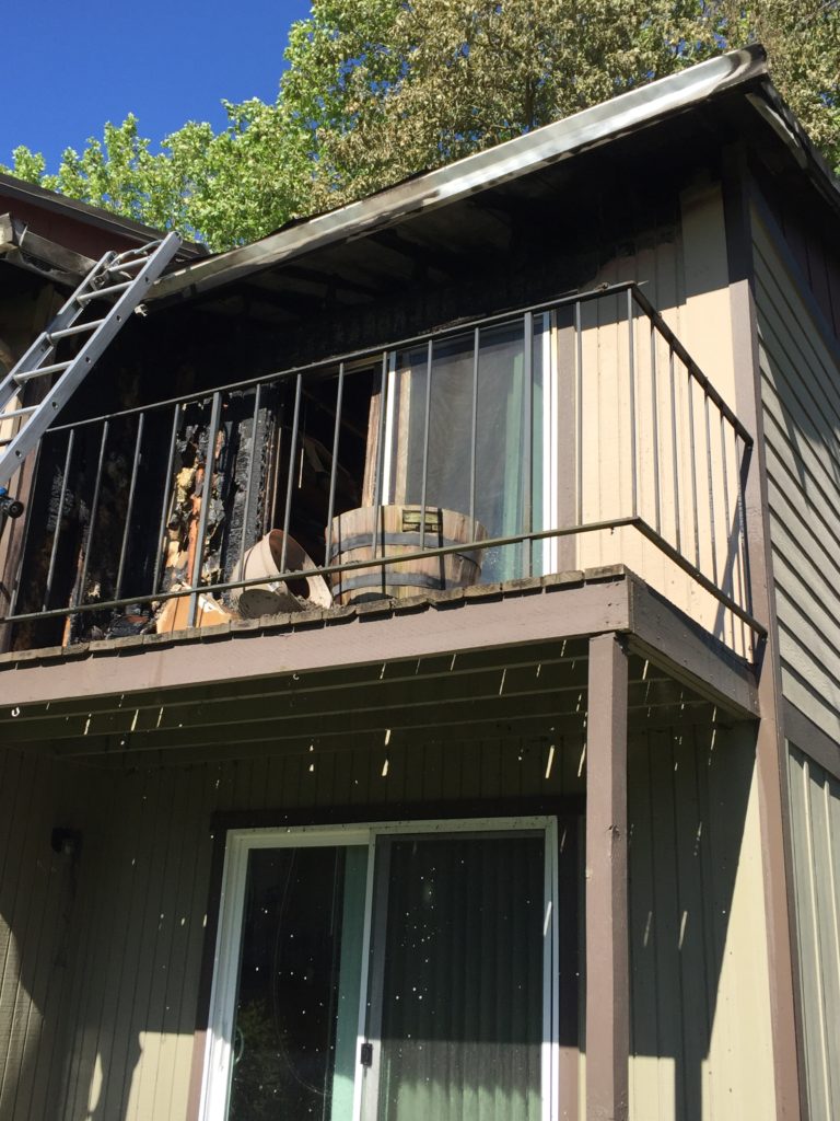Fire damage is seen after this apartment fire Saturday afternoon in Vancouver's Bagley Downs neighborhood.